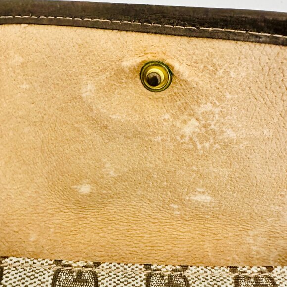 AUTHENTIC GUCCI SIGNATURE GG COATED CANVAS LEATHER TRIM COSMETIC POUCH VINTAGE - Picture 15 of 15